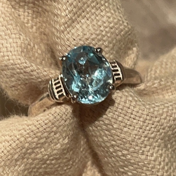 Blue Topaz Ring Sterling Silver 925 Setting NWTS - Picture 1 of 7